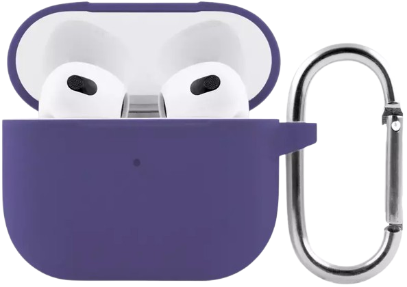 Чохол for AirPods 3 SILICONE CASE (з карабіном) Lavender Gray